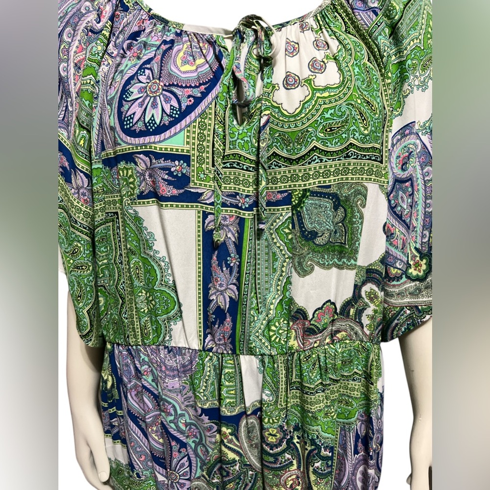 NWT Karen Kane Ruffle Hem Peasant Top Breezy Sleeves Boho-inspred - Picture 7 of 12